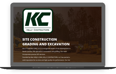 Construction website on a laptop