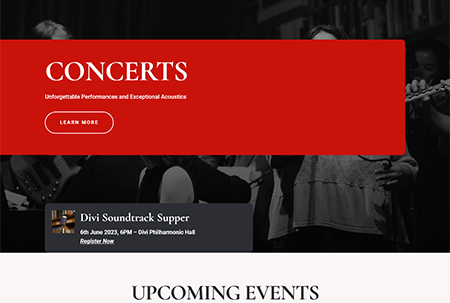 Concert Hall Website Design